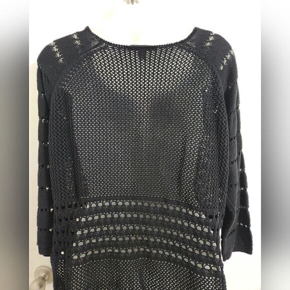 Cotton by Autumn Cashmere Hand crochet  sweater Sz M - Picture 6 of 10